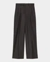 Theory Double Pleat Pant In Sleek Flannel In New Charcoal Melange