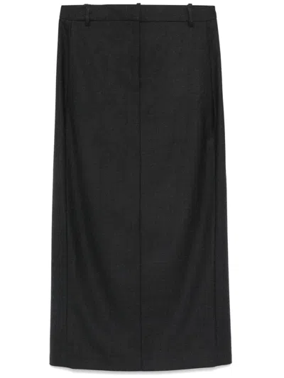 Theory Flannel Maxi Skirt In A08 Charcoal Melange
