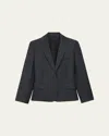Theory Flannel One-button Slim Jacket In New Charcoal Melange