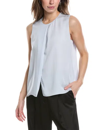 Theory Sleeveless Silk Blouse In Cool White