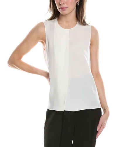 Theory Flap Straight Silk Blouse In White