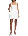 Theory Flare Cotton-blend Piqué Mini Dress In White