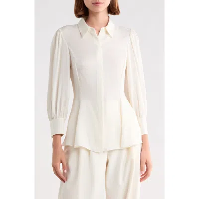 Theory Flare Silk Georgette Shirt In Ivory