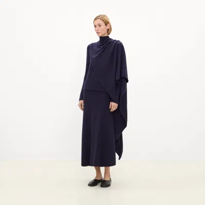 Theory Flare Skirt In Astor Wool In Jet Navy