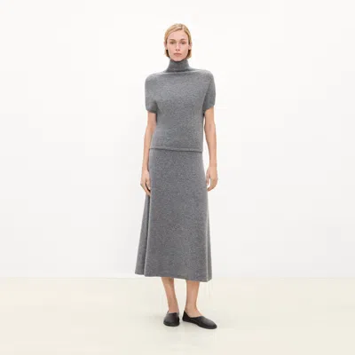 Theory Flare Skirt In Astor Wool In Medium Heather Grey