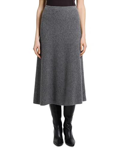 Theory Flare Wool Blend Knit Skirt In Gray