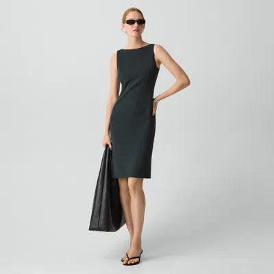 Theory Flared Dress In Admiral Crepe In Black
