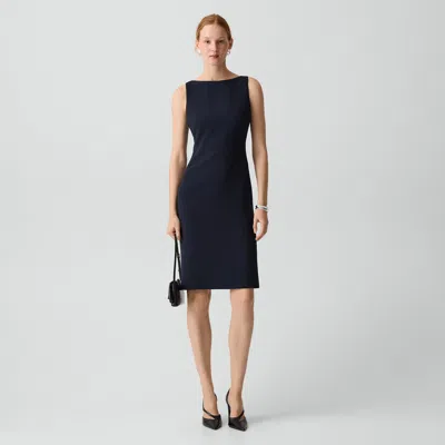 Theory Flared Dress In Admiral Crepe In Blue