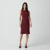 Theory Flared Dress In Admiral Crepe In Burgundy