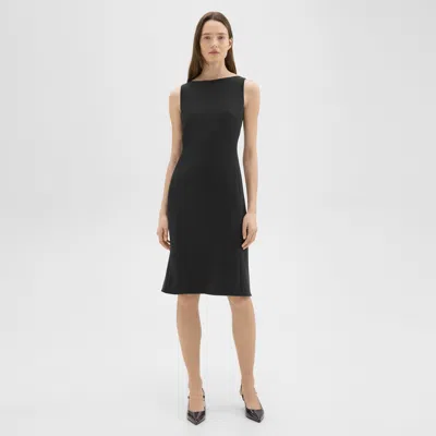 Theory Flared Dress In Crepe In Black