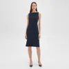 Theory Flared Dress In Crepe In Nocturne Navy