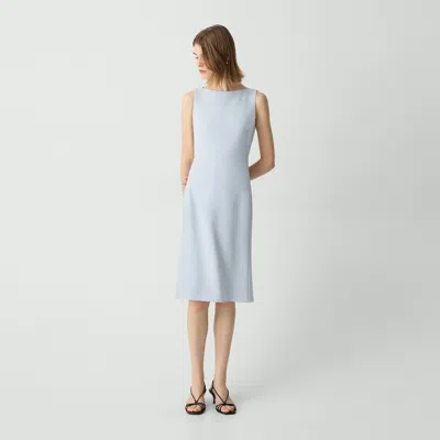 Theory Flared Dress In Crepe In Pearl Blue