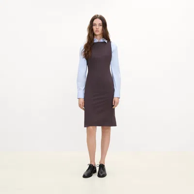 Theory Flared Dress In Mélange Crepe In Brown