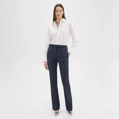 Theory Flared Full-length Pant In Good Wool In Nocturne Navy
