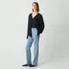 Theory Flared Full-length Pant In Good Wool In Stone Blue