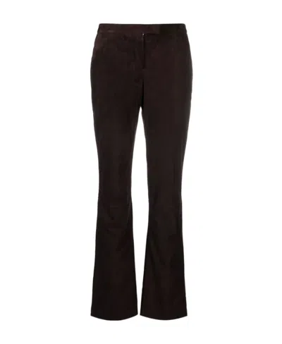 THEORY FLARED LEATHER TROUSERS