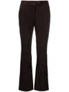 Theory Flared Leather Trousers In Brown