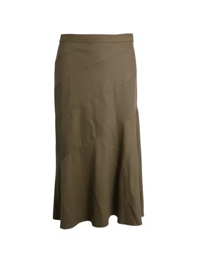 Pre-owned Theory Flared Midi Skirt In Brown