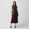 Theory Flared Midi Skirt In Sleek Flannel In Gold