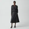 Theory Flared Midi Skirt In Wool-blend Flannel In Gray