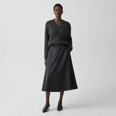 THEORY FLARED MIDI SKIRT IN WOOL-BLEND FLANNEL