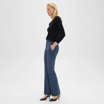 Theory Flared Pant In Good Wool In Ash Blue