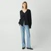 Theory Flared Pant In Good Wool In Stone Blue