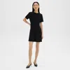Theory Dolman-sleeve Tweed Canvas Mini Dress In Black