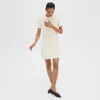 Theory Flared Short-sleeve Dress In Admiral Crepe In Rice