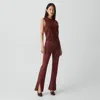 Theory Flared Slit Legging In Motion Ponte In Burgundy