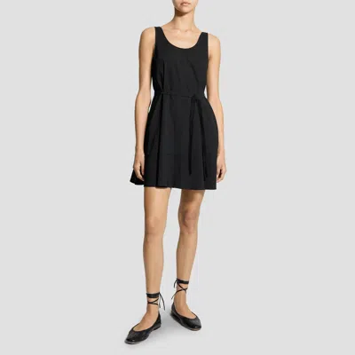 Theory Flared Tank Dress In Good Linen In Black