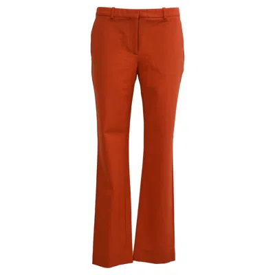 Theory Flared Trousers In Orange Cotton In Red