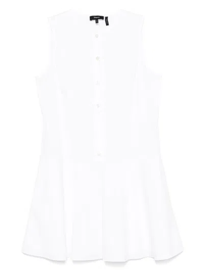 Theory Flared White Linen Blend Mini Dress