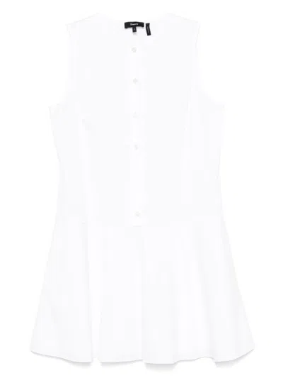 THEORY FLARED WHITE LINEN BLEND MINI DRESS