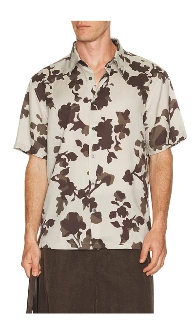 Theory Floral Lyocel Irving Shirt In Gray