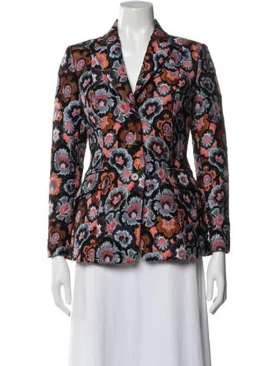 Pre-owned Theory Floral Print Blazer In Blue