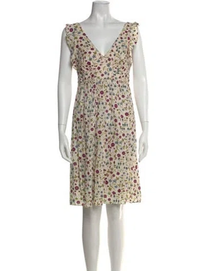 Pre-owned Theory Floral Print Knee-length Dress In Neutral
