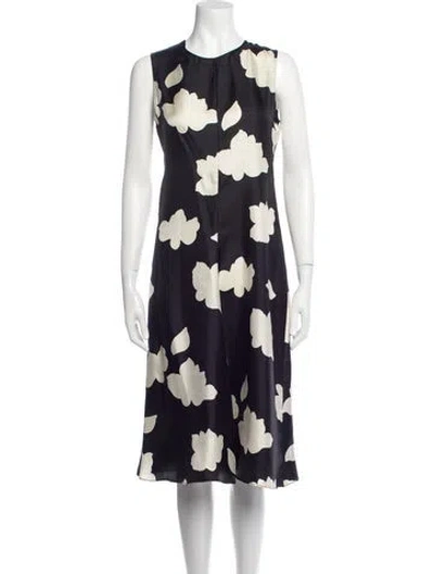 Pre-owned Theory Floral Print Midi Length Dress In Black