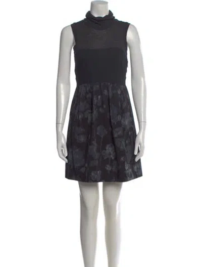 Pre-owned Theory Floral Print Mini Dress In Black