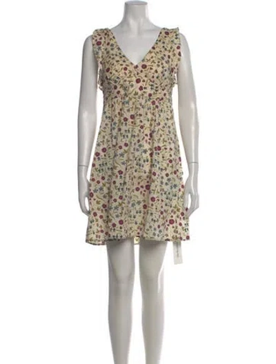 Pre-owned Theory Floral Print Mini Dress In Neutral