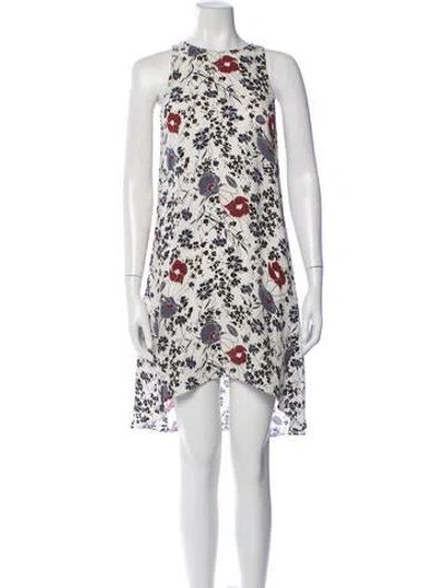 Pre-owned Theory Floral Print Mini Dress In Neutral