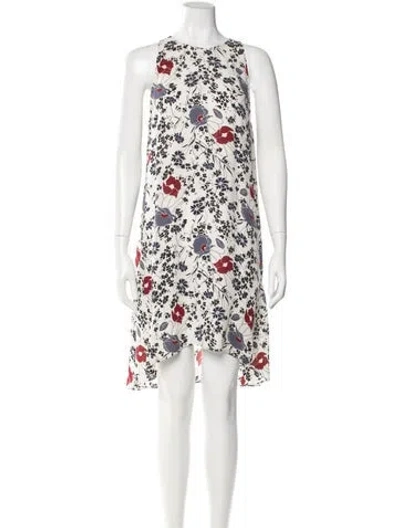 Pre-owned Theory Floral Print Mini Dress In White