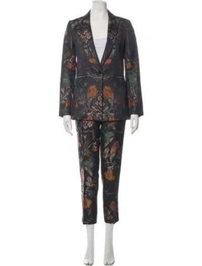Pre-owned Theory Floral Print Pantsuit In Multicolor