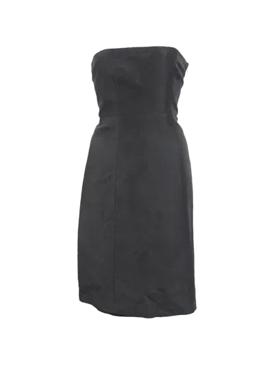 Pre-owned Theory Floral Strapless Mini Dress In Black