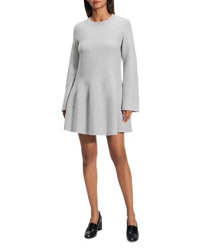 Theory Flounce Sweater Dress In Light Heather Grey