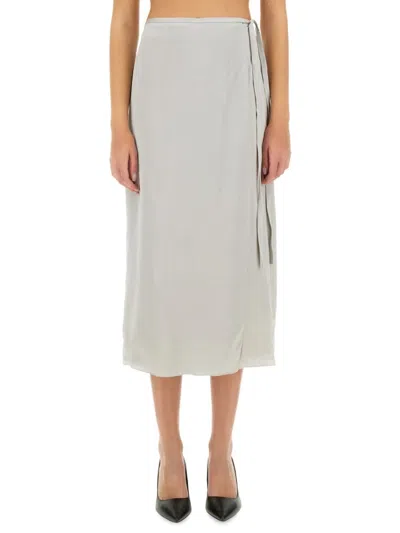 THEORY FLOWING SILK MIDI SKIRT