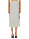 Theory 'tie Wrap' High Waist Midi Skirt In Grey