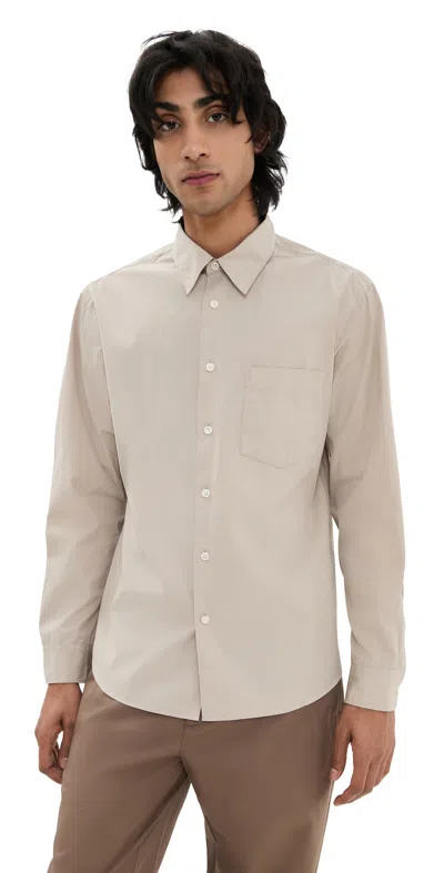 Theory Fluid Cotton Weekend Shirt Earl Grey