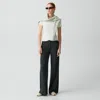 Theory Fluid Flare Pant In Admiral Crepe In Green