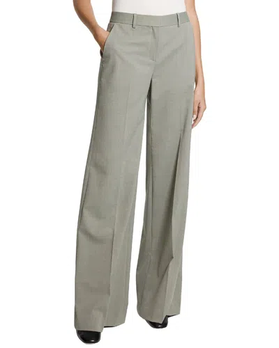 Theory Fluid Flare Wool-blend Pant In Green